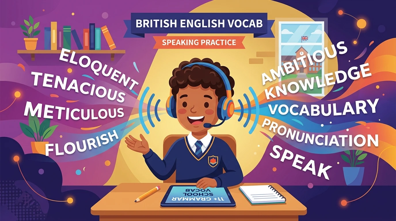 Authentic British audio pronunciation and rapid lexical retrieval practice for 11 Plus exam candidates